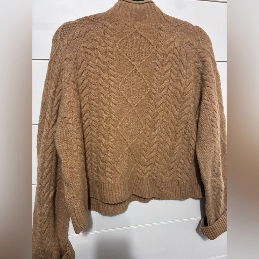 J. Crew Camel Cable-Knit Mockneck Sweater